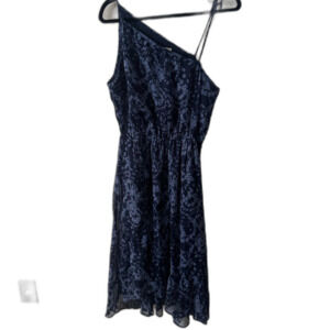 Abercrombie & Fitch Navy Blue One Shoulder Midi Floral Gauze Dress Size M